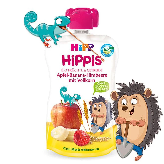 image for Piure HiPPiS de mere, banane si zmeura cu cereale (6+ luni), 100 g foto