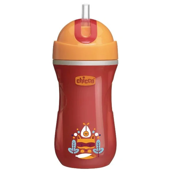 Cana termoizolanta Chicco Sport Cup Red cu pai (14+ luni), 266 ml