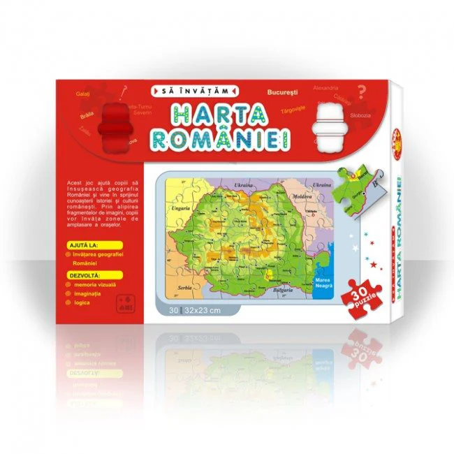 Puzzle educativ T-Toys Harta Romaniei, 30 piese foto