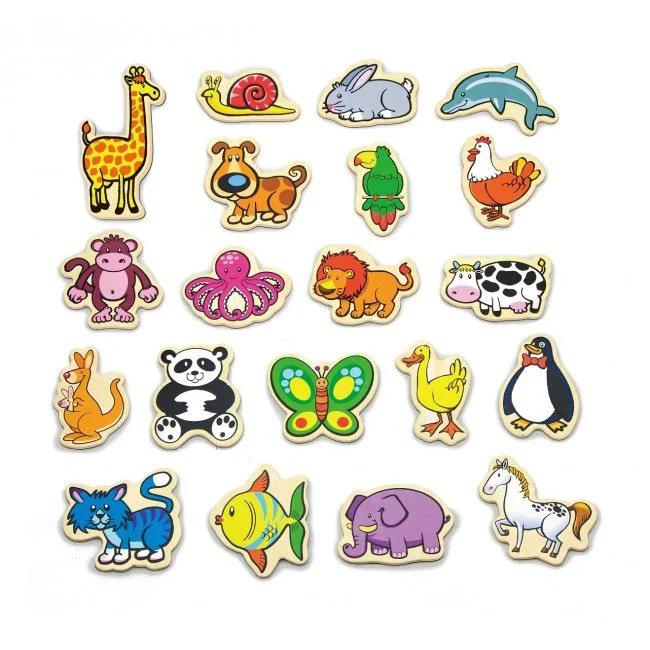 Magneti colorati din lemn Viga Toys Animale, 20 buc. foto