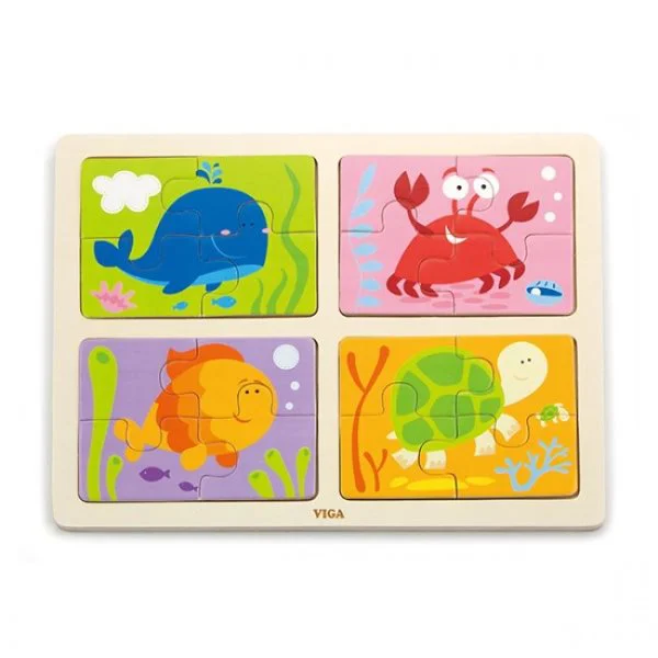 Puzzle din lemn 4 in 1 Viga Toys Sea, 16 piese foto