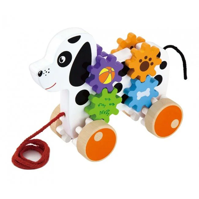 Jucarie din lemn Viga Toys Pull-along Dog with Gears