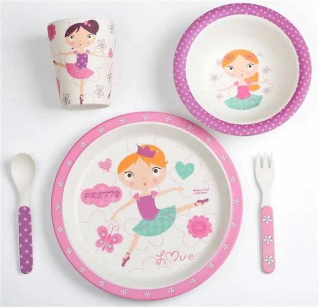 Set de alimentatie BabyGo Bamboo Ballerina din fibre de bambus, 5 piese foto