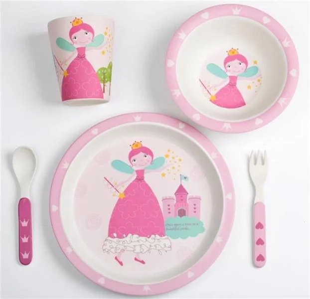 Set de alimentatie BabyGo Bamboo Princess din fibre de bambus, 5 piese foto