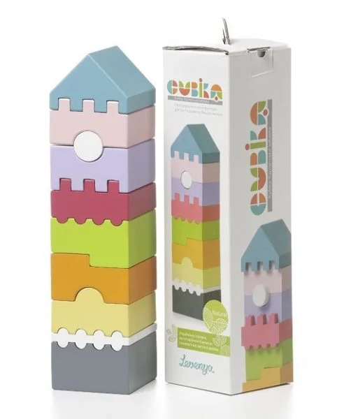 Set de constructie din lemn educativ Cubika LD-1 Turn, 10 piese foto