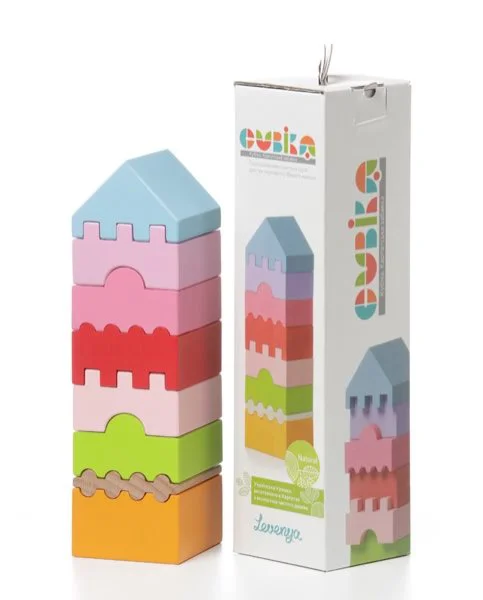 Set de constructie din lemn educativ Cubika LD-4 Turn, 8 piese foto