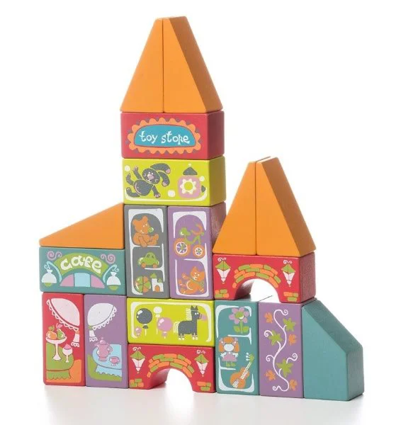 Set de constructie din lemn educativ Cubika LKM-4 Oraselul Fabulos foto