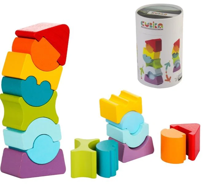 Set de constructie din lemn educativ Cubika LD-8 Turn flexibil, 8 piese foto