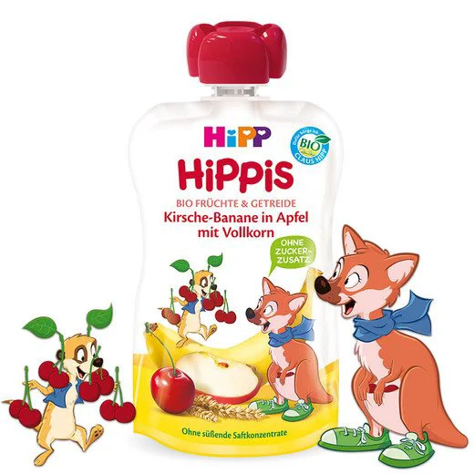 Piure HiPPiS de cirese si banane cu mere si cereale (6+ luni), 100 g foto