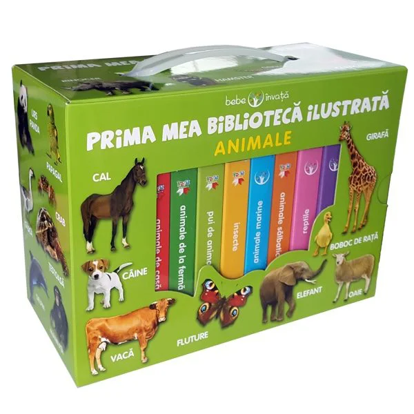 Prima mea biblioteca ilustrata "Animale", set cutie 8 carti foto