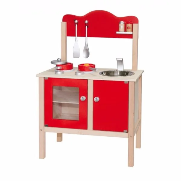 image for Деревянная кухня Viga Toys Red Kitchen with Accessories foto