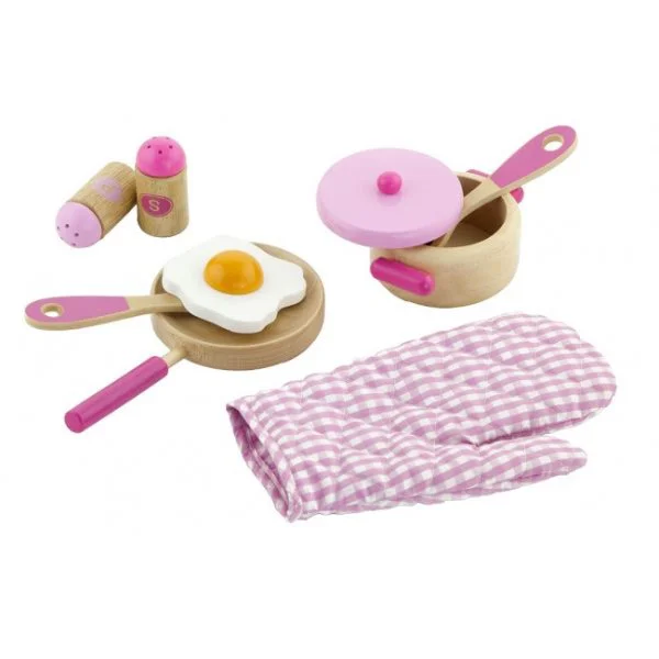 Set pentru gatit din lemn Viga Toys Cooking Tool Set Pink foto