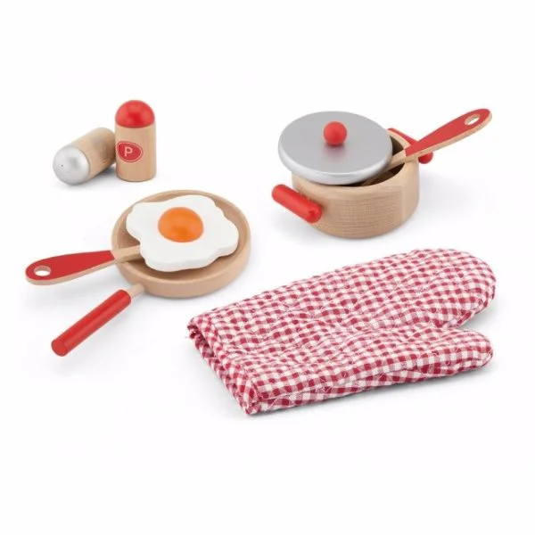 Set pentru gatit din lemn Viga Toys Cooking Tool Set Red foto