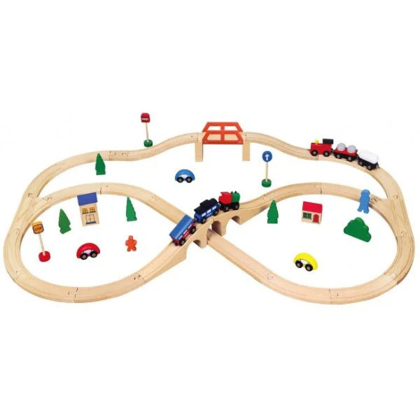 Set de joc din lemn Viga Toys Train Set, 49 piese foto