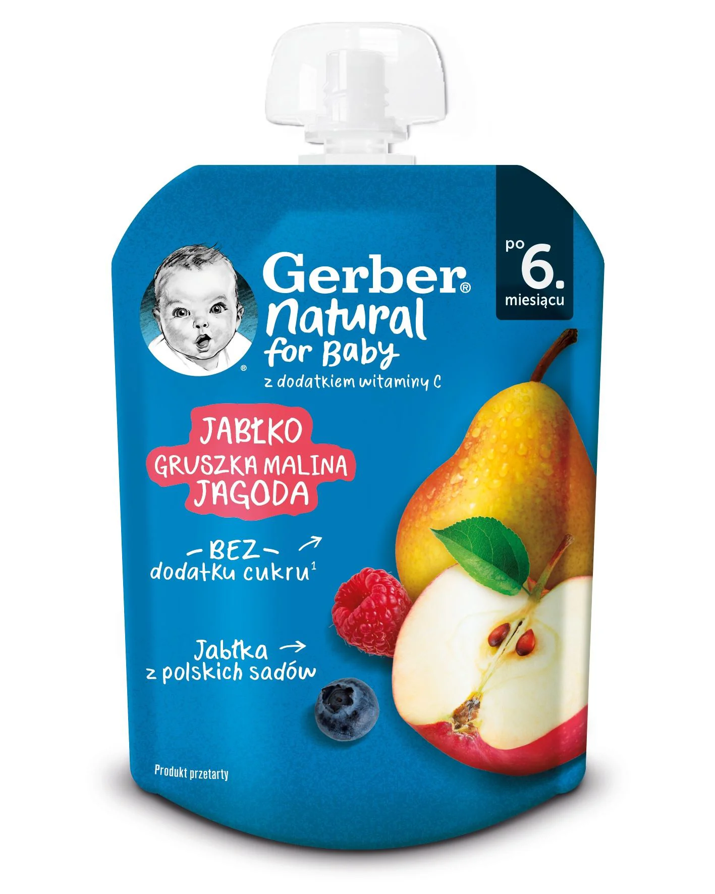 image for Пюре Gerber Яблоко, груша, малина и черника (6+ мес.), 80 г foto