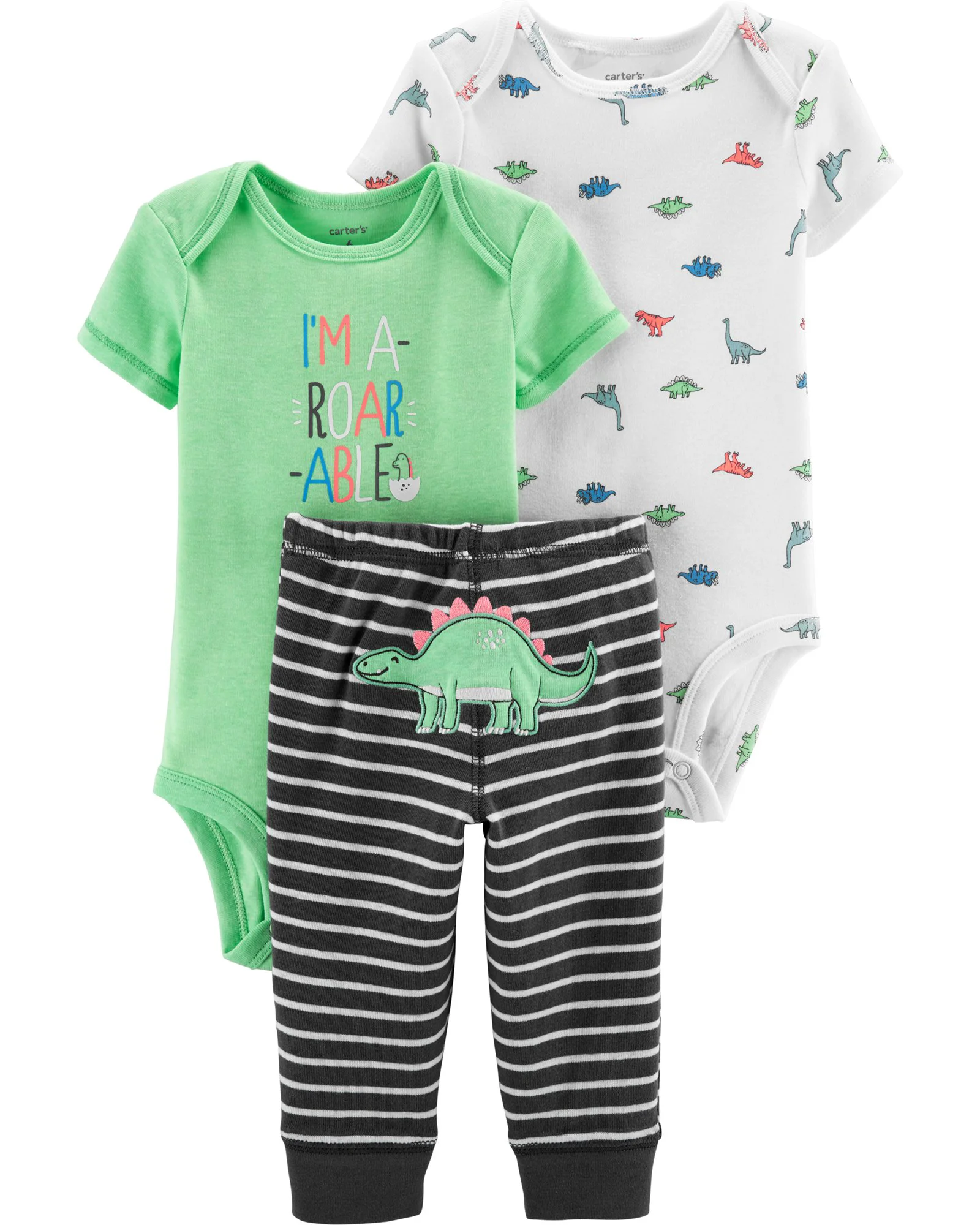Carter's Set 3 piese Dinozaur - 2 body si pantaloni foto