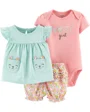 Carter's Set 3 piese Floral - body, tricou si pantaloni scurti foto