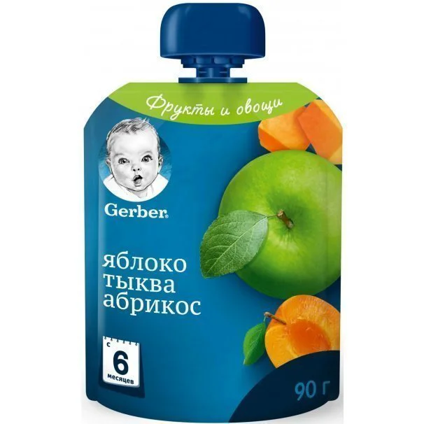 Piure Gerber de mere, dovleac si caise (6+ luni), 90 g foto