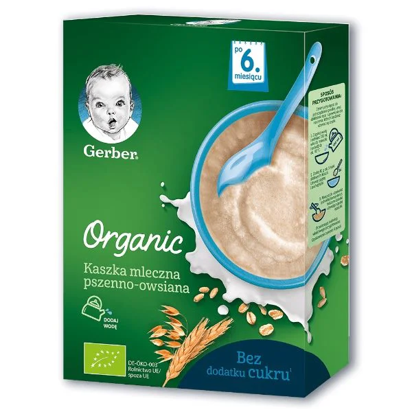 image for Terci organic Gerber de grau si ovaz cu lapte (6+ luni), 240 g foto