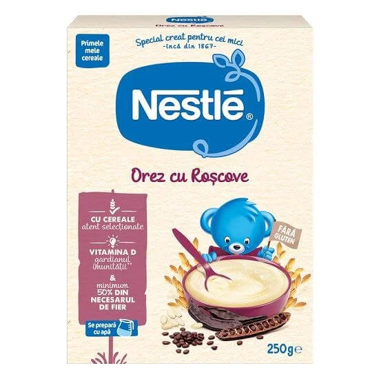 Terci de orez fara lapte Nestle cu roscove (6+ luni), 250 g