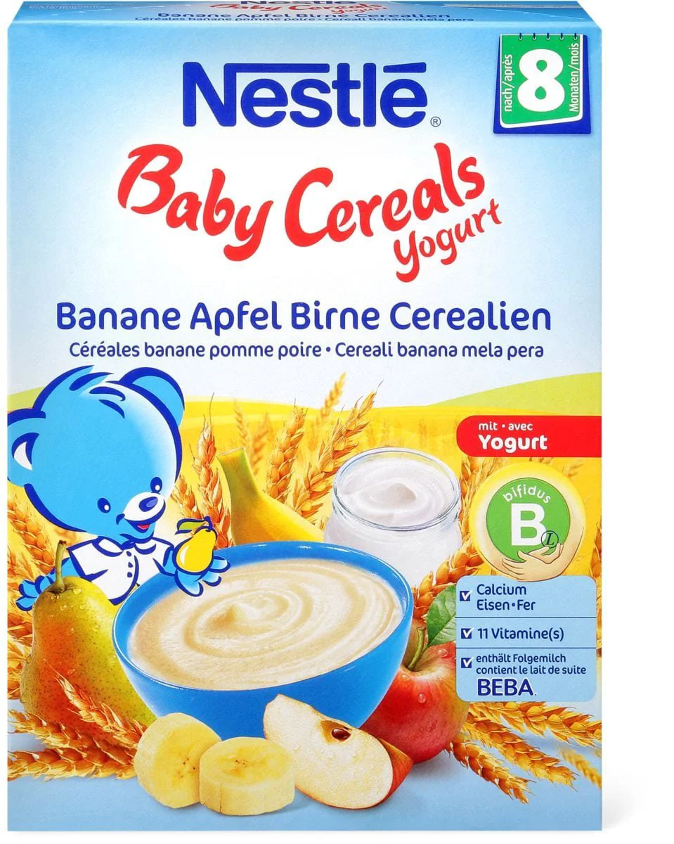 image for Каша молочная пшеничная Nestle с бананом, яблоком, грушей и йогуртом (8+ мес.), 250 г foto