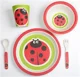 Set de alimentatie BabyGo Bamboo Ladybug din fibre de bambus, 5 piese foto