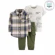 Carter's Set 3 piese Dinozaur - tricou, camasa si pantaloni foto