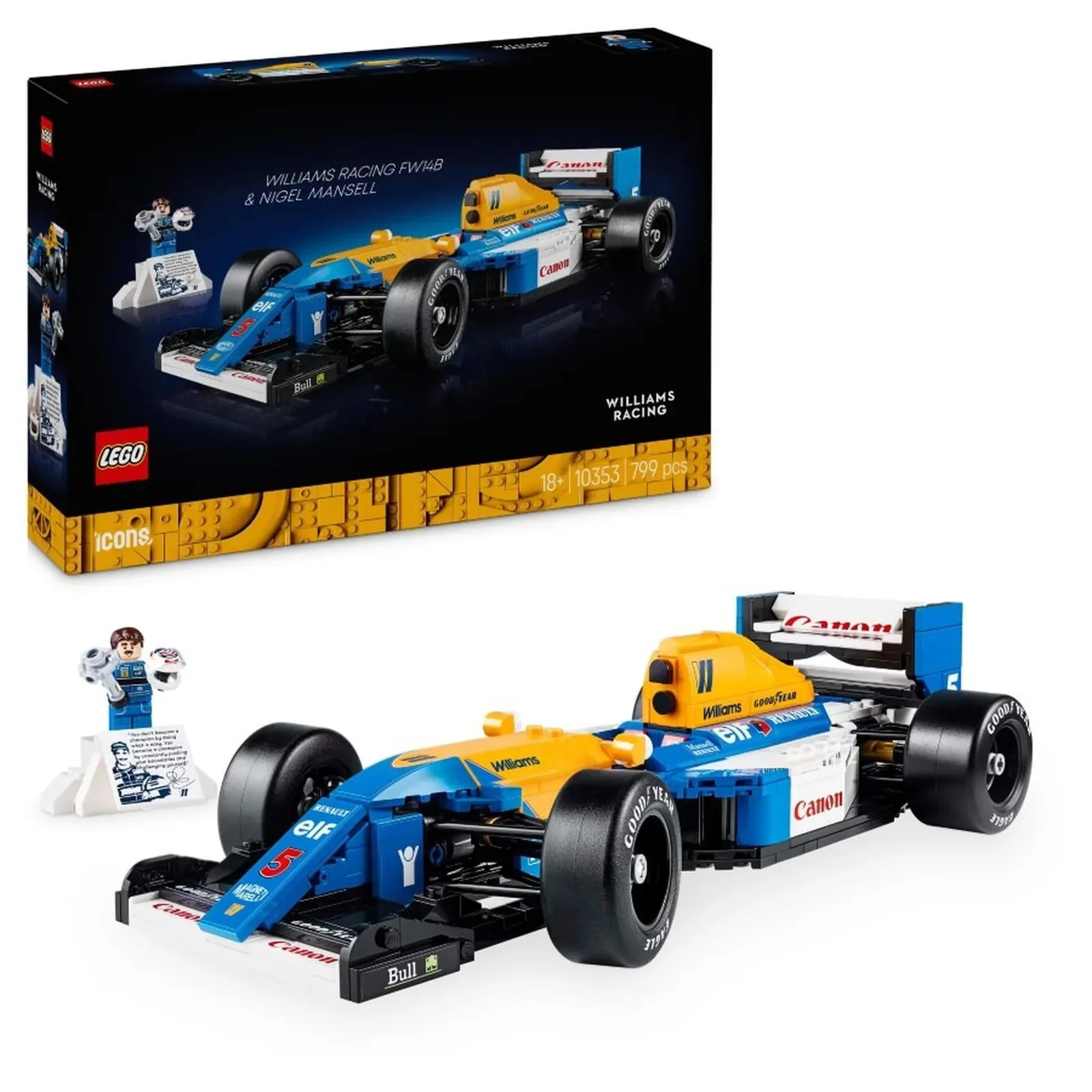 Set de constructie LEGO Icons Williams Racing FW14B si Nigel Mansell, 799 el. foto