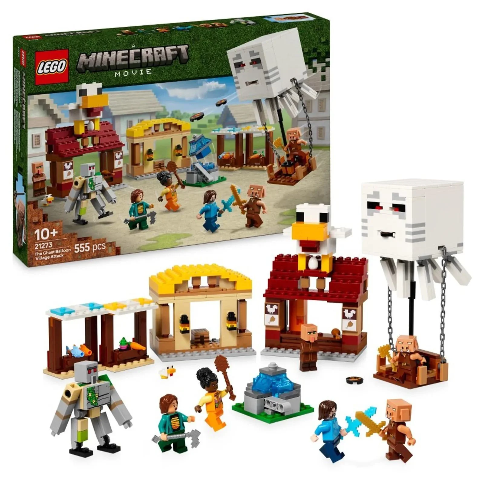 Строительный набор LEGO Minecraft Атака шара-гаста на деревню, 555 эл.