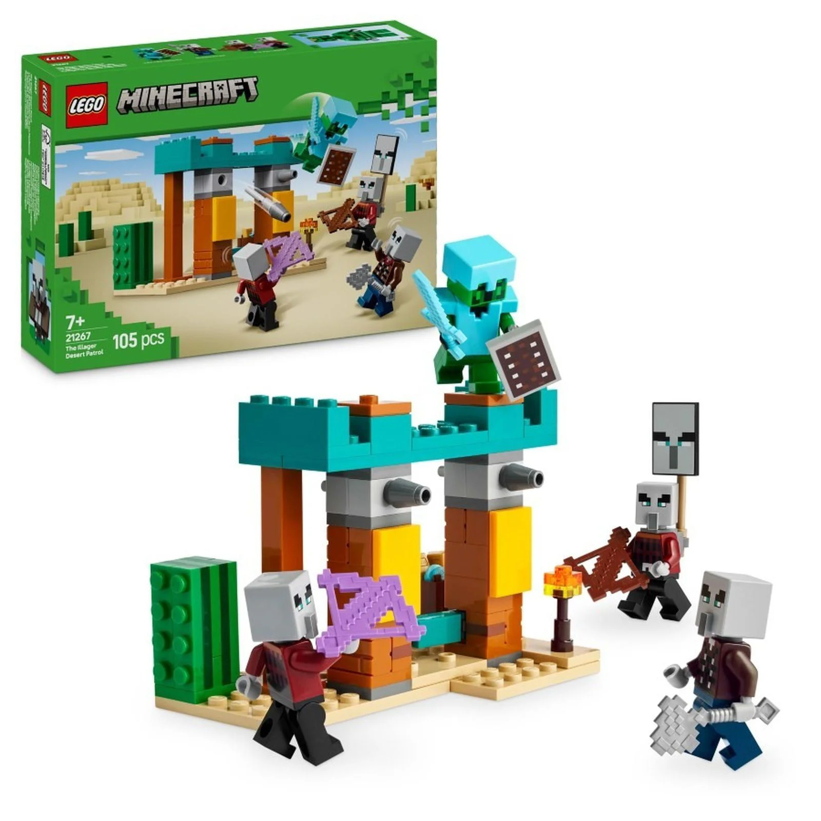 Строительный набор LEGO Minecraft Пустынный патруль илладжеров, 105 эл.