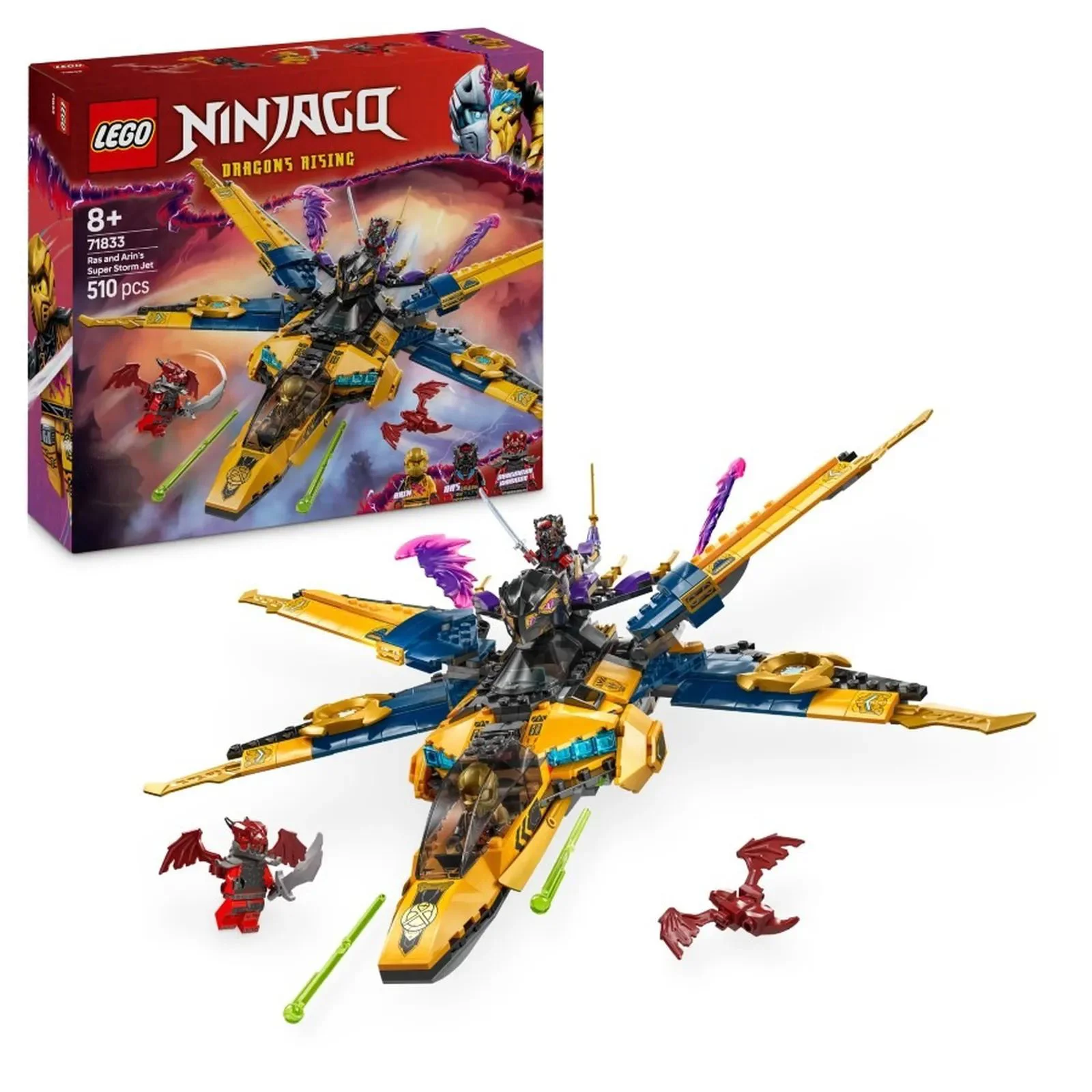 Set de constructie LEGO Ninjago Superavionul cu reactie al lui Ras si Arin, 510 el. foto
