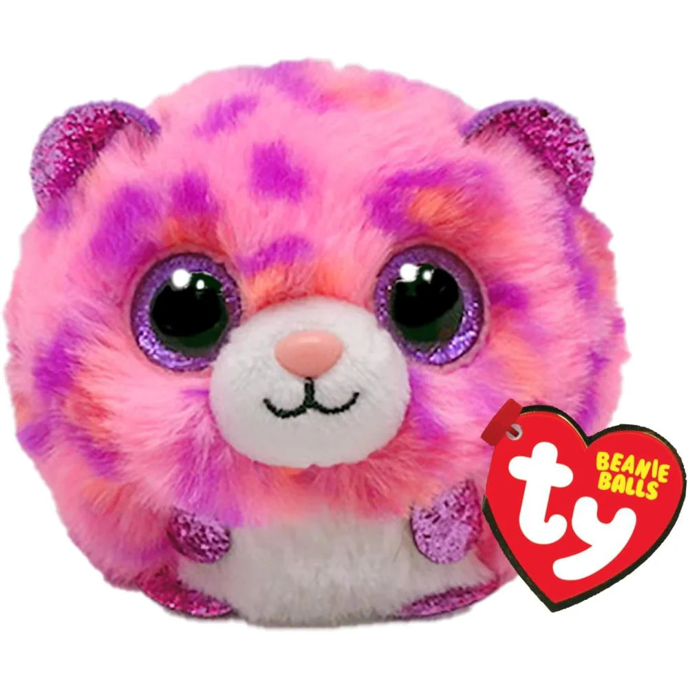 Jucarie de plus TY Beanie Balls Leopard Topaz Roz, 10 сm foto