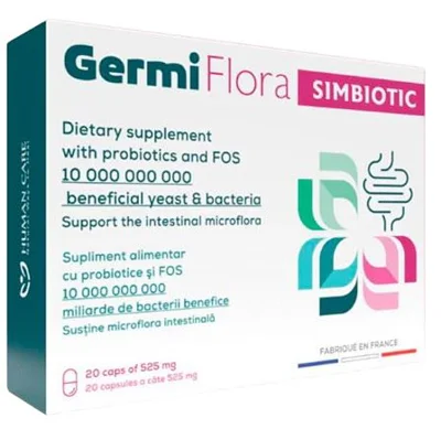 GermiFlora Capsule Simbiotic Human Care, 10 miliarde bacterii, 20 capsule