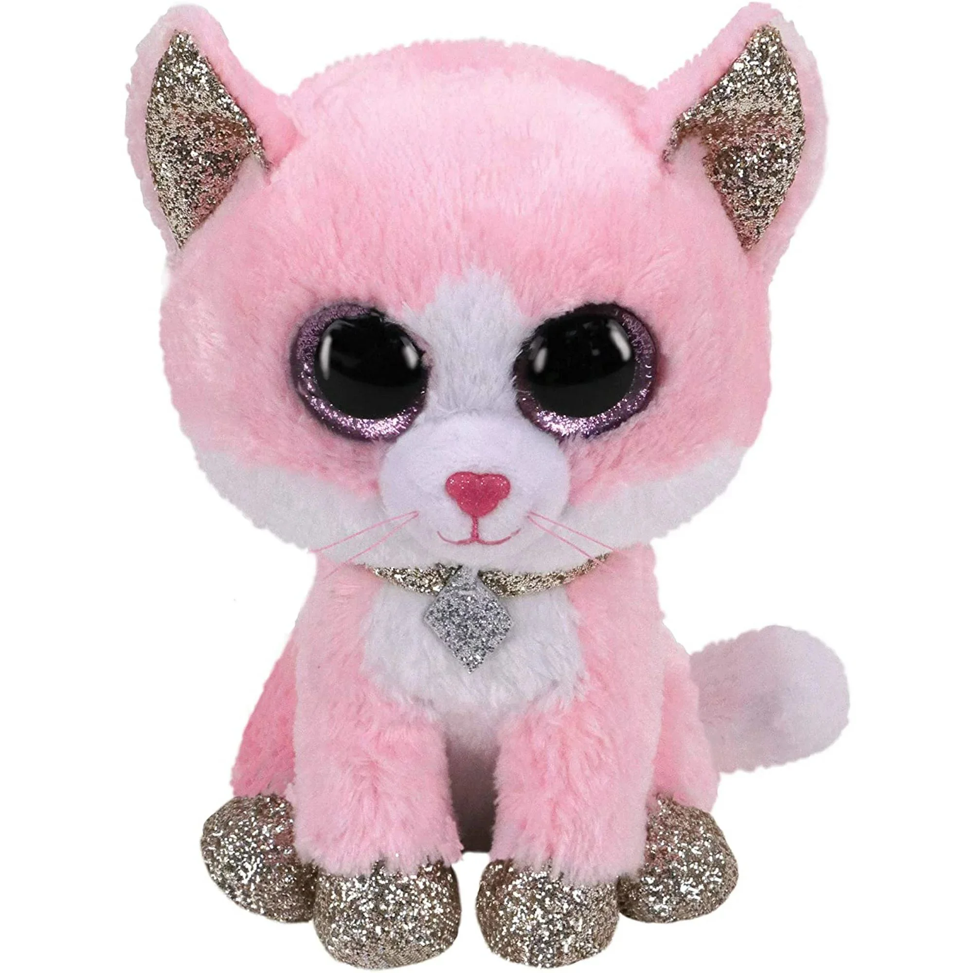 Jucarie de plus TY Beanie Boos Pisica Fiona, 15 cm