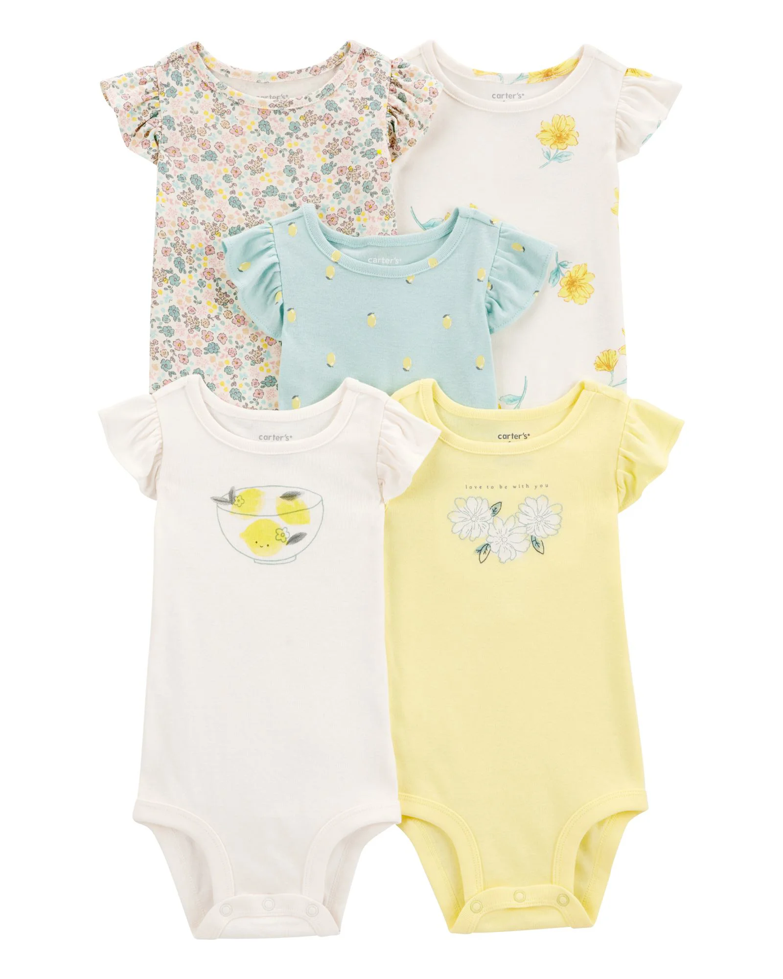Carter's Комплект бодиков Graphic Floral Lemon