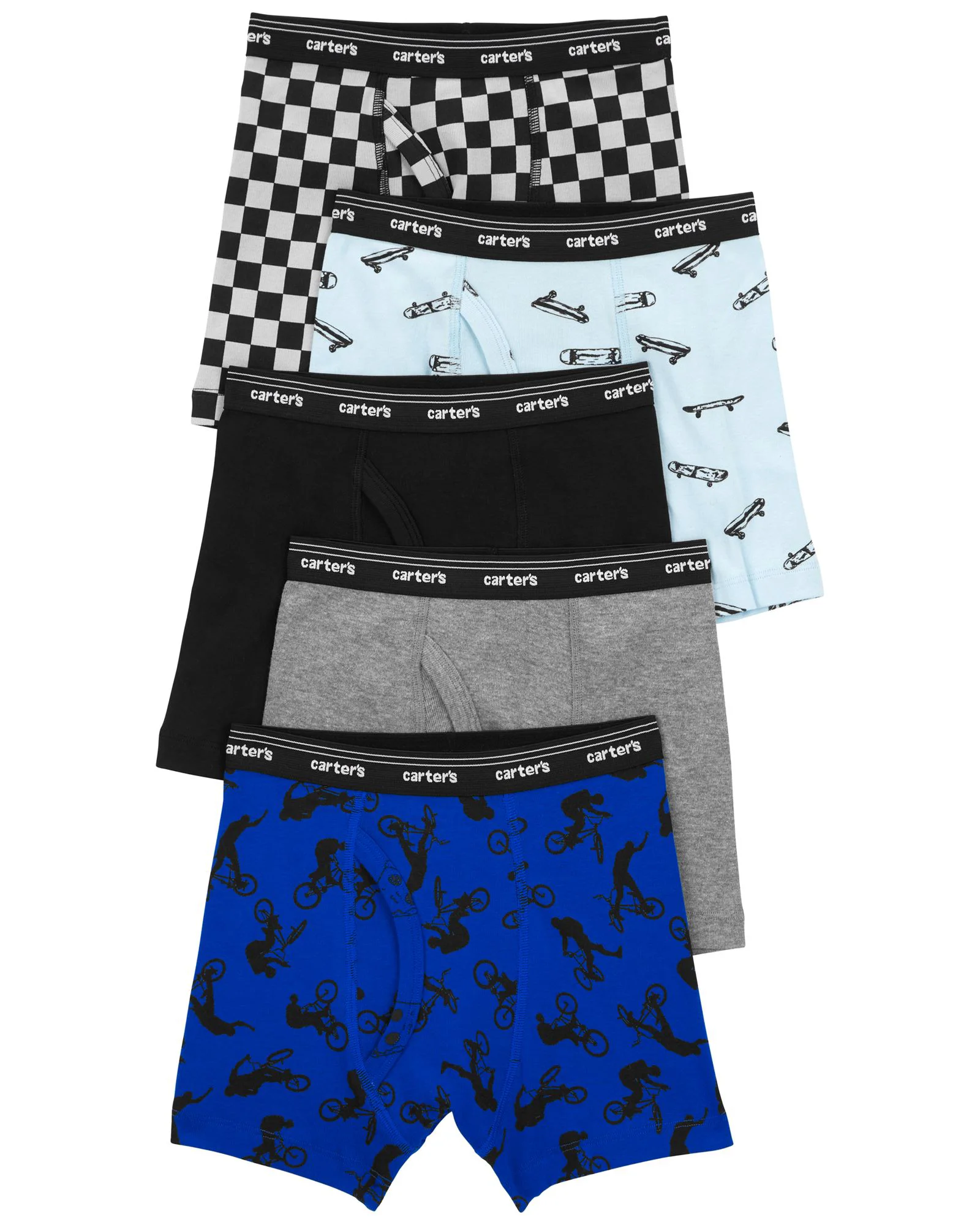 Carter's Набор из 5 боксеров Blue-Grey Checker