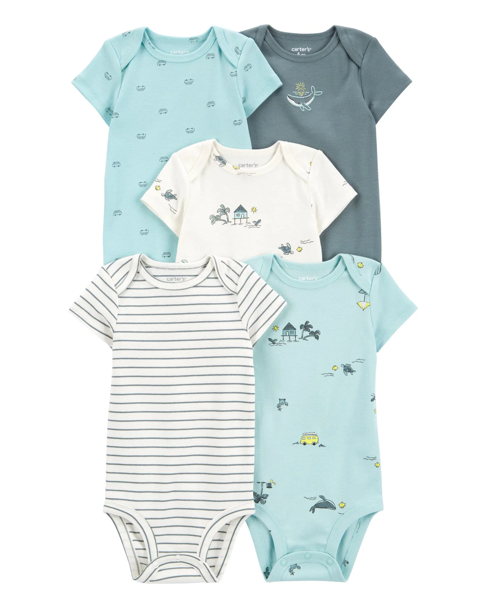 Carter's Комплект бодиков Whale Stripe Bus