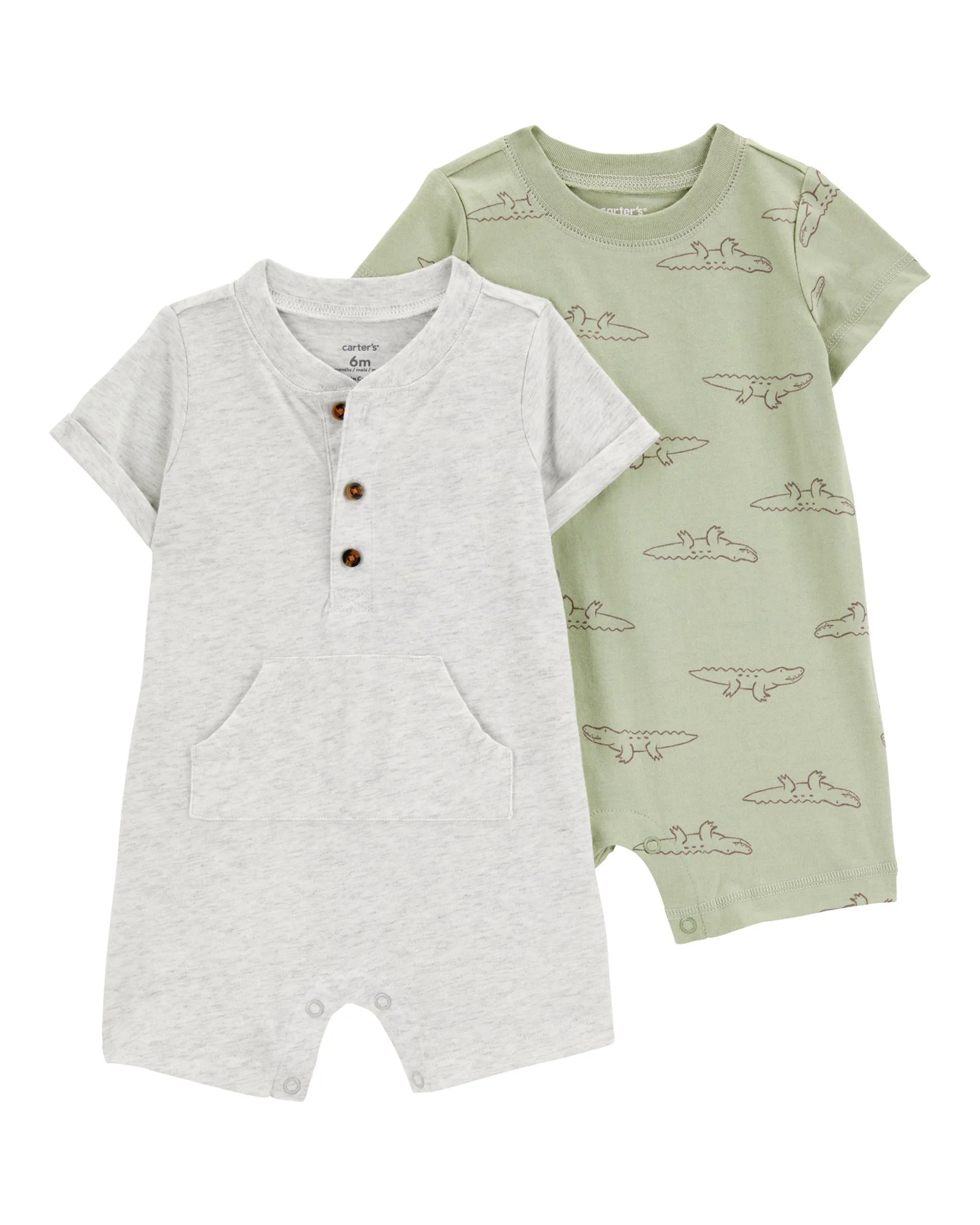 Carter's Set 2 piese Salopete Gray Solid-Green Gator
