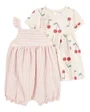 Carter's Комплект 2 в 1 Cherry-Red Stripe Платье и комбинезон