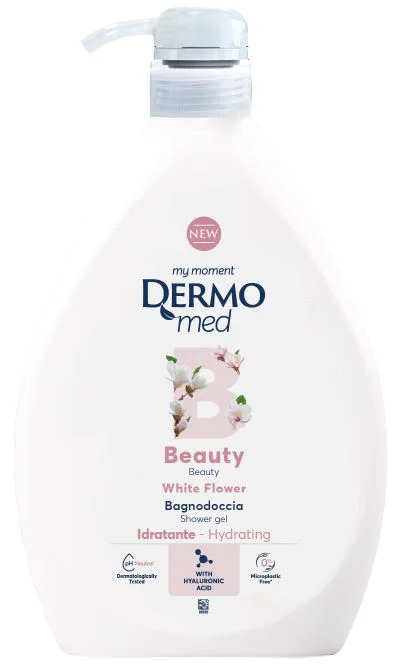 image for Gel de dus Dermomed Beauty White Flower cu dozator, 1000 ml foto