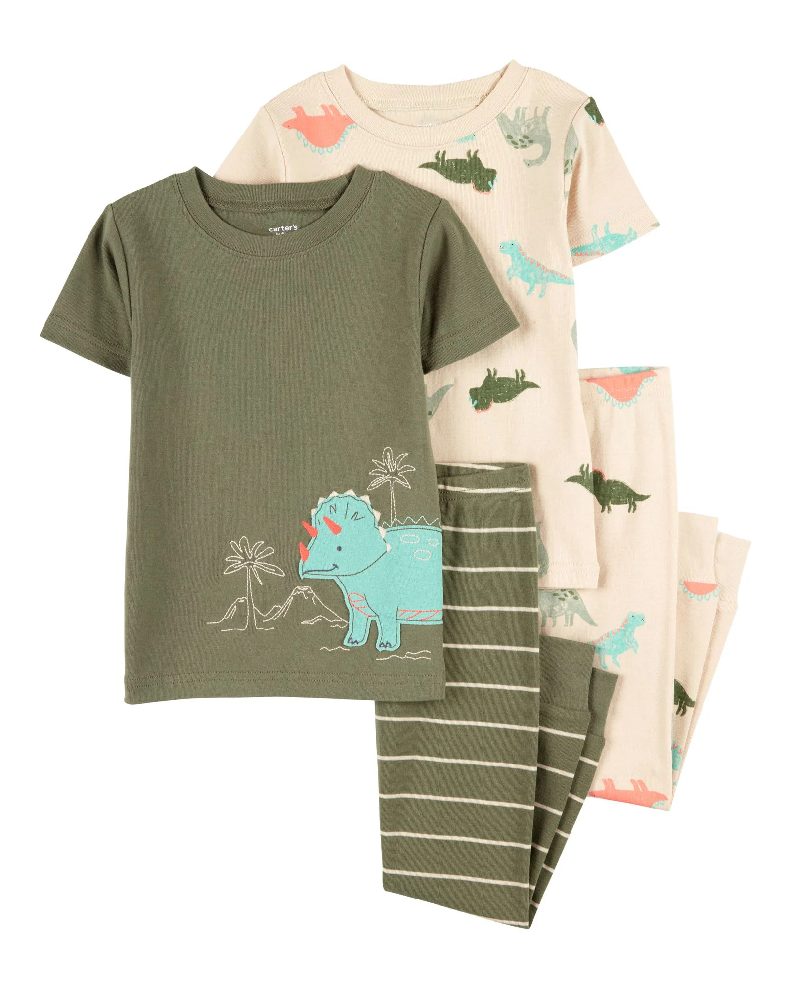 Carter's Set 2 pijamale Green-Brown Dino