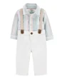Carter's Set 3 piese Striped Polo - Body tip camasa, pantaloni si bretele
