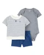 Carter's Комплект 3 в 1 Боди, шорты и футболка Blue Striped foto