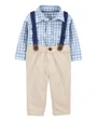 Carter's Set 3 piese Blue Gingham - Body tip camasa, pantaloni si bretele foto