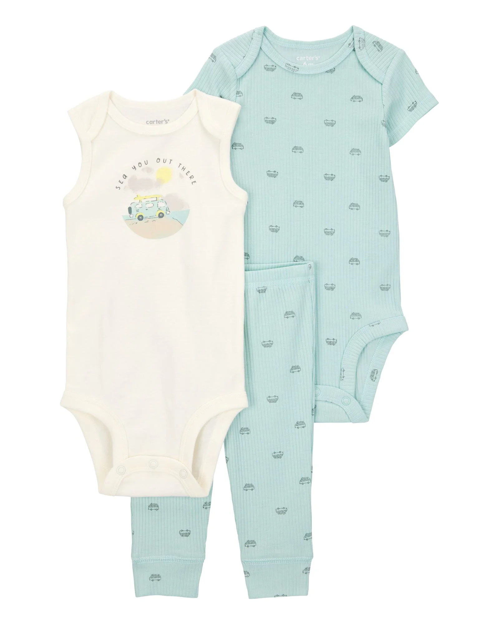 Carter's Set 3 piese Blue Bus - Pantaloni si 2 body foto