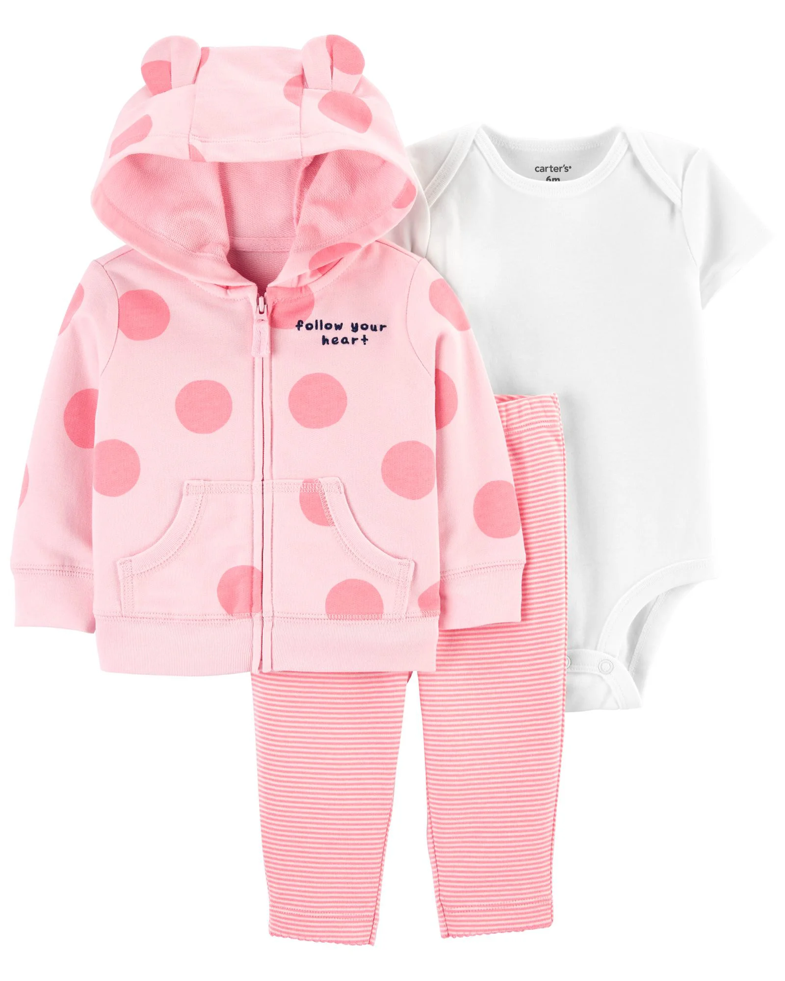 Carter's Комплект 3 в 1 Pink Dot - кофта, боди и штаны