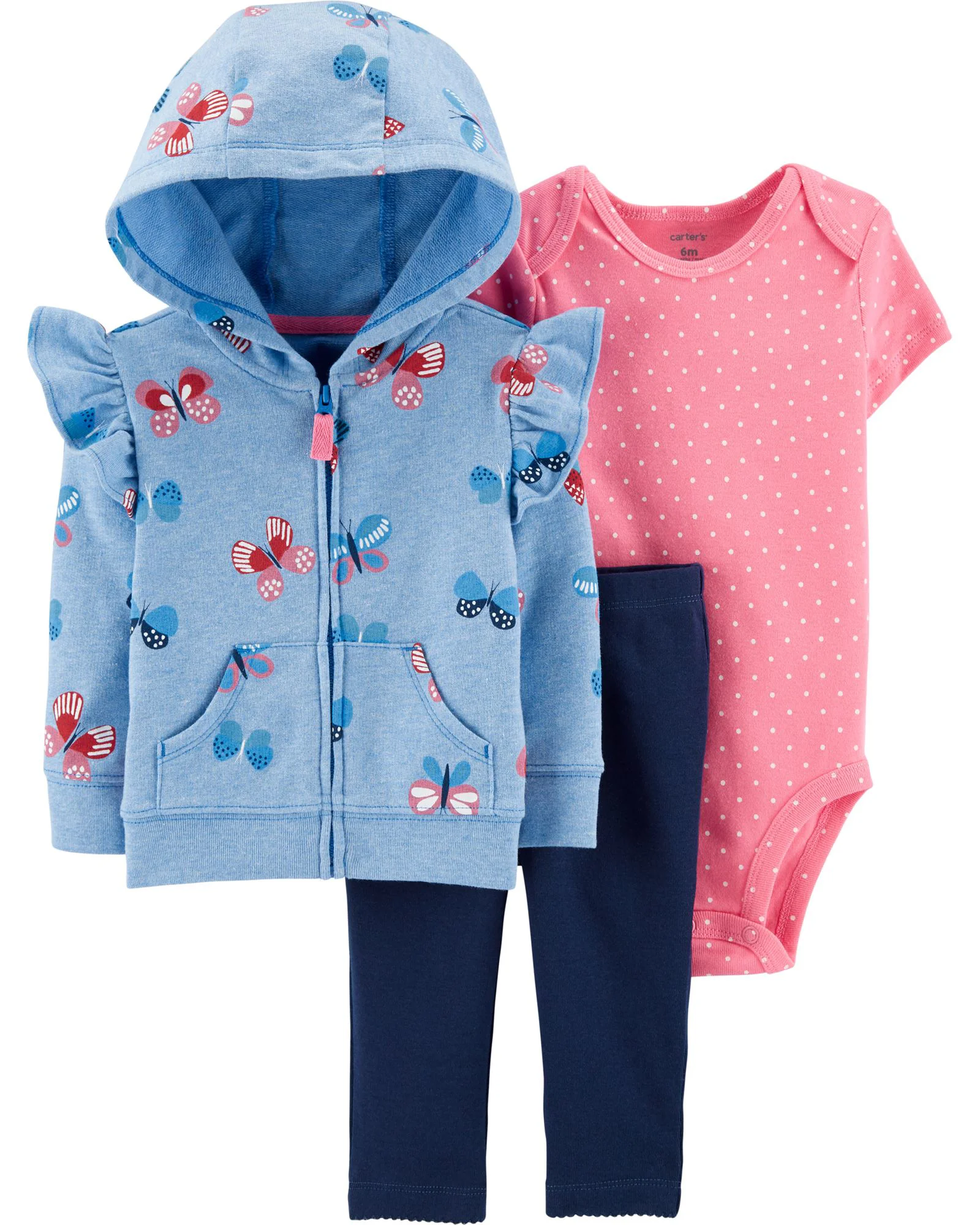 Carter's Set 3 piese Flowers - Hanorac, body si pantaloni foto