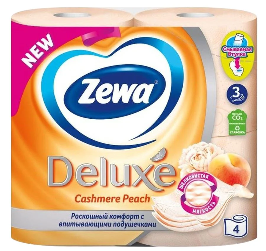 image for Hartie igienica Zewa Deluxe Cashmere Peach 3 straturi, 4 buc. foto