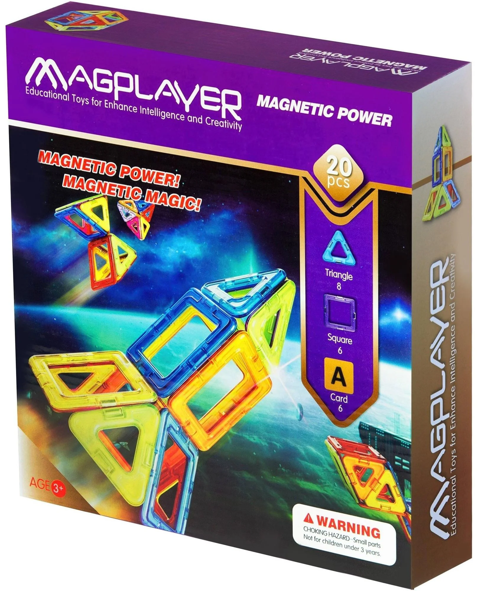 Set de constructie magnetic Magplayer, 20 piese
