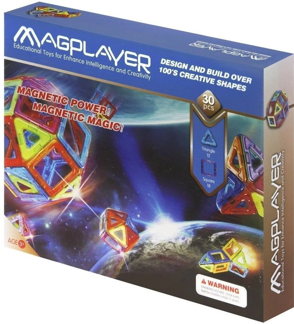 Set de constructie magnetic Magplayer, 30 piese